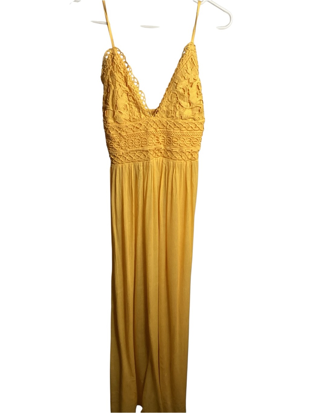 Rebellion Yellow Lace-Top Midi Dress